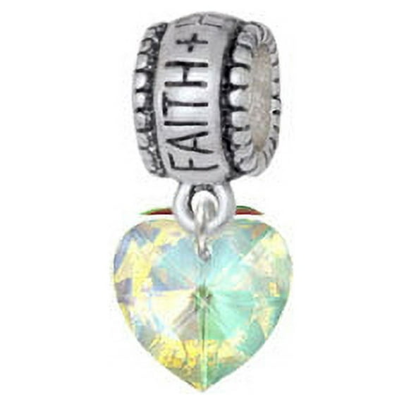 Clear AB Crystal Heart - Faith Hope Love Charm Bead