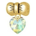 thumbnail image 1 of Clear AB Crystal Heart - Gold Tone Bow Charm Bead, 1 of 1