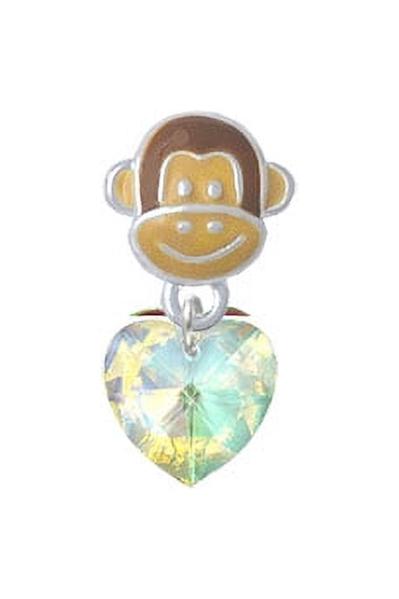 Clear AB Crystal Heart - Monkey Face Charm Bead
