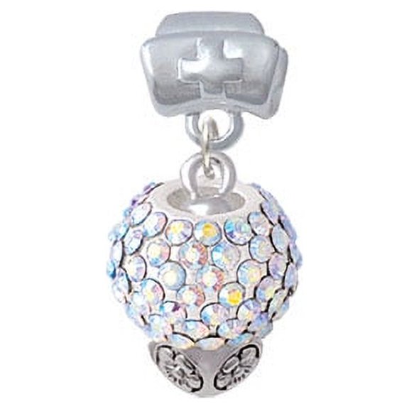 Clear AB Crystal Sparkle Spinner - Nurse Hat Charm Bead