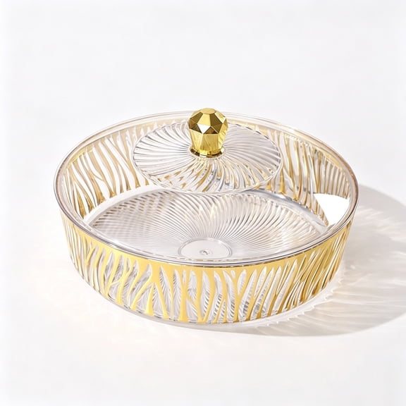 Clear ABS Fruit Bowl With Lid Decorative Candy Serving Tray Kitchen Counter Storage Container