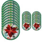 Clear Above Holiday Paper Plates Set   26 Pcs Disposable Tableware 10 Dinner + 16 Dessert   Elegant Christmas Design   Heavy