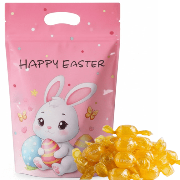 Clear Above Sugar-Free Hard Candy  1 lb Resealable Pouch with Handle  Individually Wrapped Candy (Easter Butterscotch)