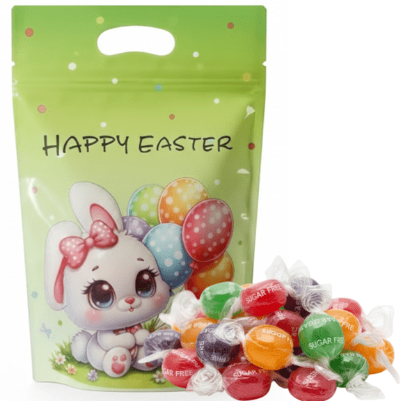 Clear Above Sugar-Free Hard Candy 1 lb Resealable Pouch with Handle Individually Wrapped Candy (Easter Mix Fruit)