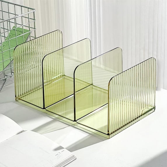 Clear Acrylic 3-Slot Desktop Book Organizer & File Rack | Space Saving Storage for Office, Student Desk, or Home | 1-Pack