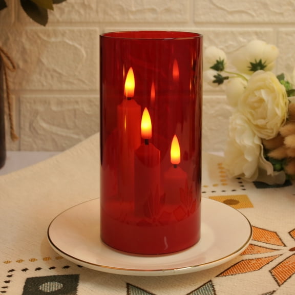 Clear Acrylic 3 Wick Flickering Flameless LED Candles Battery Operated Realistic Pillar Candles for Home Weddings Parties Decor