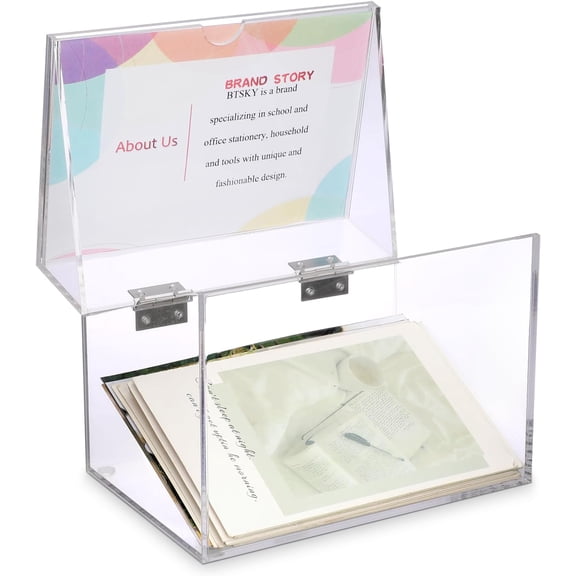 Clear Acrylic 4 x 6 inch Index Card Box with Sign Lid - Index Card Holder Notecard Box Recipe Card Box Plastic Storage Organizer for Filling Index Cards, Note Cards, Flashcards, Recipes