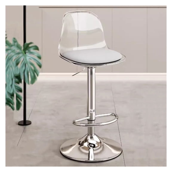 Clear Acrylic Bar Stools Counter Height Barstools Bar Chairs with Clear Back,Transparent Swivel Barstools Modern Island Stools with Metal Legs