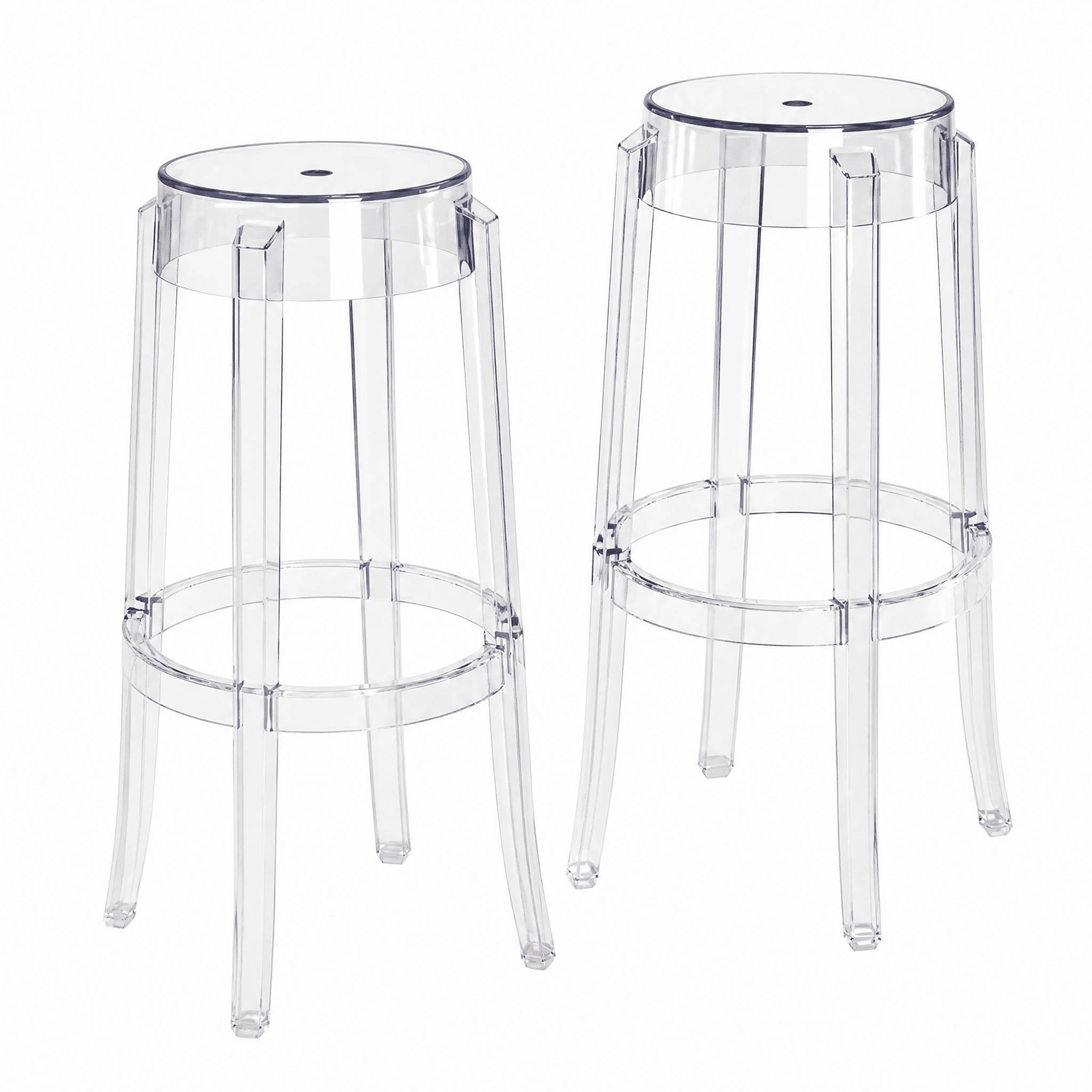 Clear Acrylic Bar Stools Set of 2 Stackable Ghost Bar Height Stools 330 lbs Capacity for Kitchen Island Home Bar