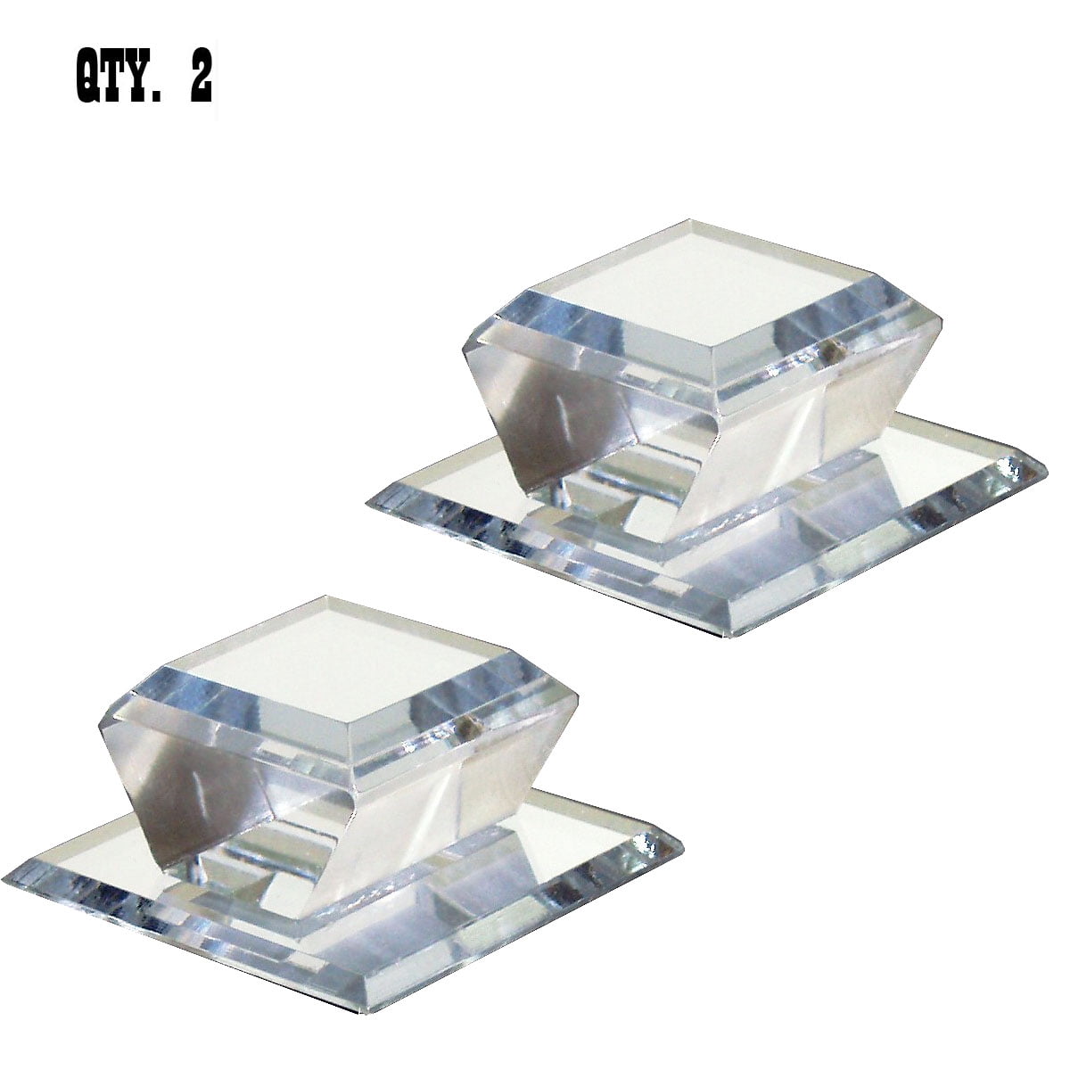 Clear Acrylic Beveled StickOn Mirror Knob 2" Square Pack of 2