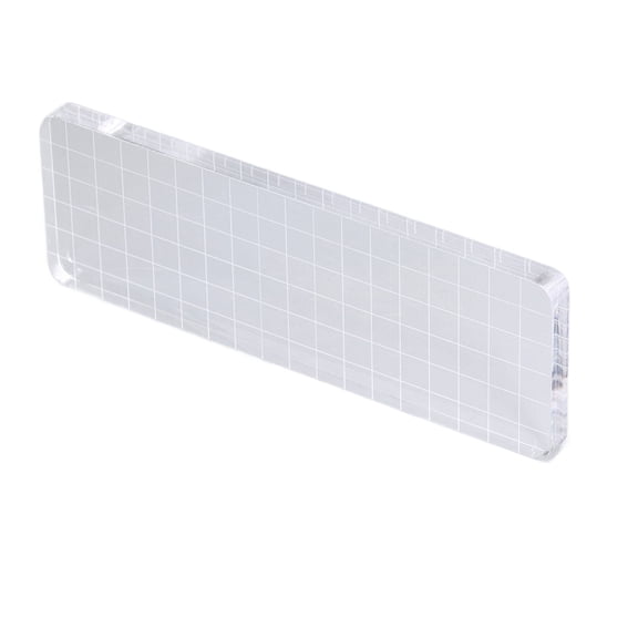 Clear Acrylic Block with Grid Lines for Stamps Safe Round Corner Transparent Reusable Grid Backing Board for Scrapbooking Card Making DIY Crafts 2.4x7.1 inches / 6.0x18.0 cm