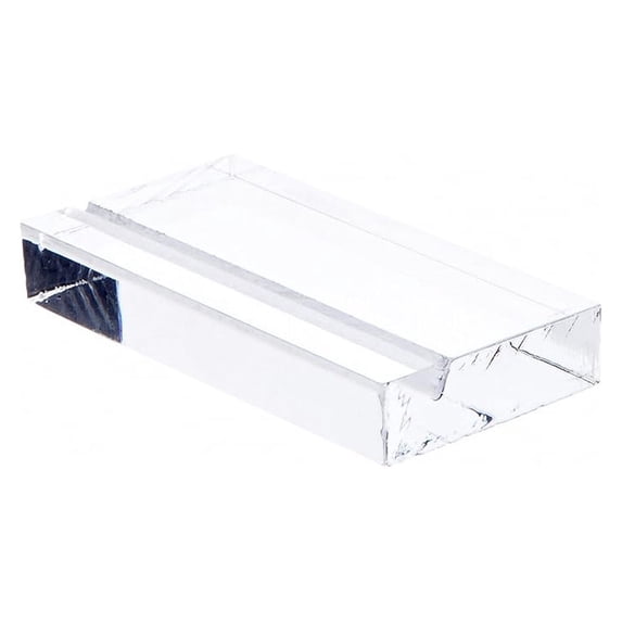 Clear Acrylic Block with Sign Display Holder Slot, 3" W x 1.5" D x .5" H (12 Pack)