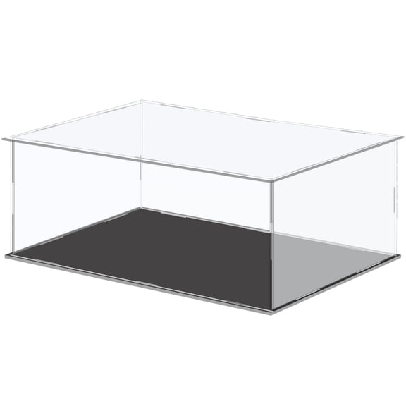 Clear Acrylic Box for Action Figures, Dust-Resistant Display Stand with Black Base, Collectibles Showcase, 13.7 X 9.8 X 5.9 Inches