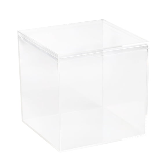 Clear Acrylic Boxes with Lid 5.875x5.875x5.875 Inches Pack of 2 Boxes, Gift Box and Treat Box. Lucite Cube Display Boxes with Lid