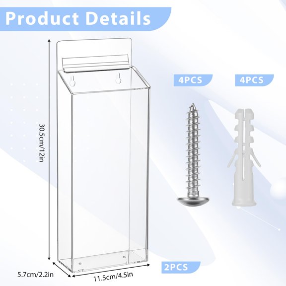 Clear Acrylic Brochure Holder 2 Pack 12x4.5x2.24 Inches Wall Mount Literature Box with Lid