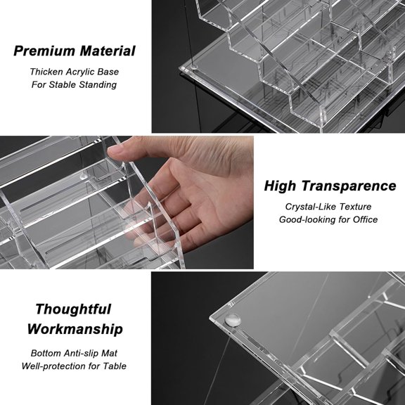 Clear Acrylic Business Card Holder for Desk, 4 Tier 12 Pockets Business Card Stand Organizer Premium Thickened Acrylic Business Card Display Holder Name Cards Holders Fits 2.2 x 3.7 Inch$$Office