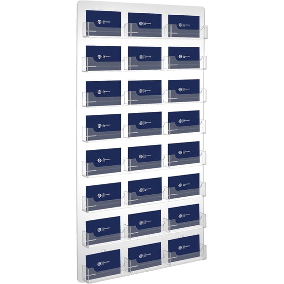 Clear Acrylic Business Card Holder Wall Mount Rack 24 Pockets Card Display Rack Multiple Cards Organizer For Gift Cards and Brochures