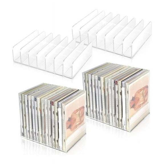 Clear Acrylic CD Organizer Rack, 4-Piece Set