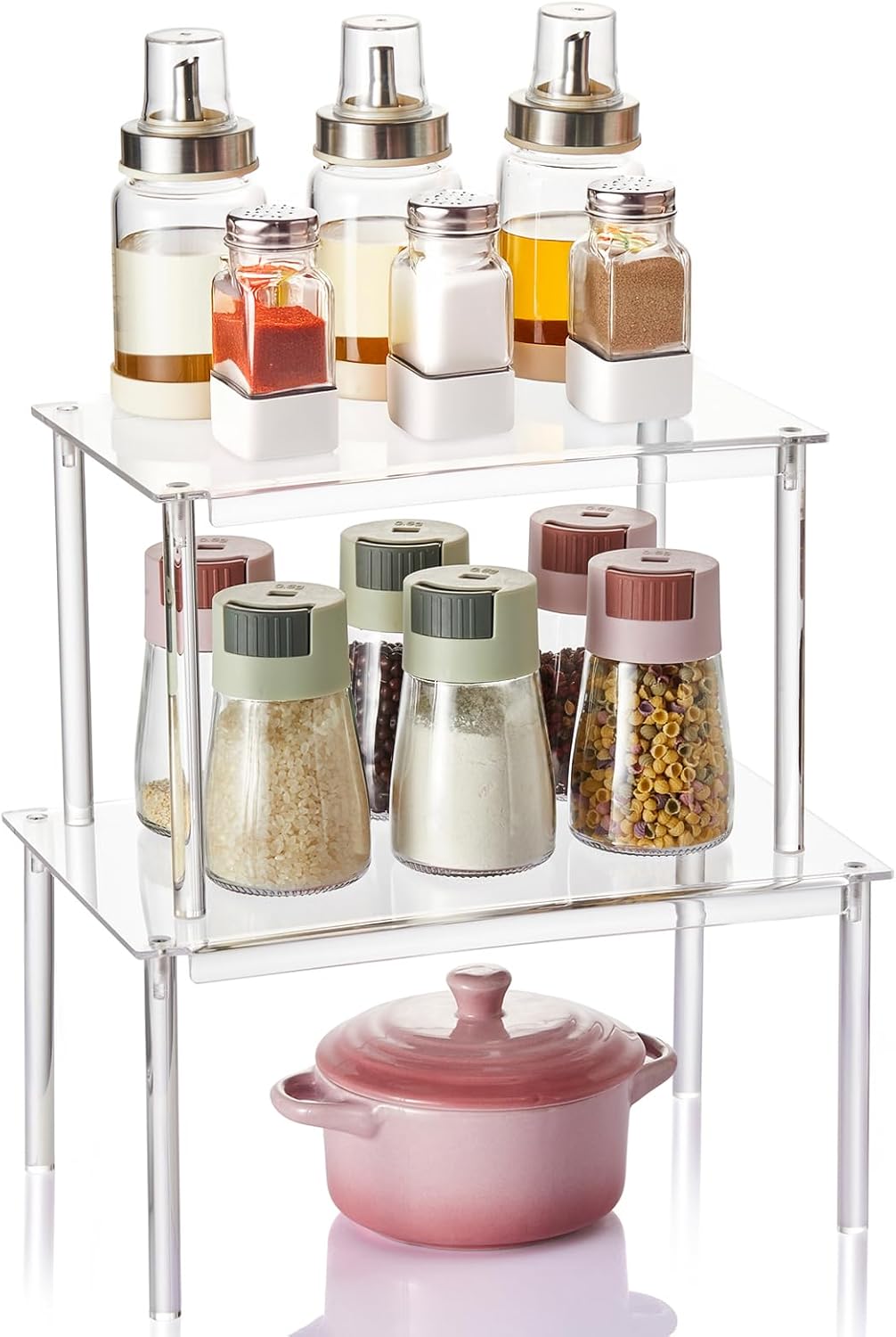 Clear Rack Clear Acrylic Cabinet Organizer, Set of 2 Spice Rack Organizer for ...