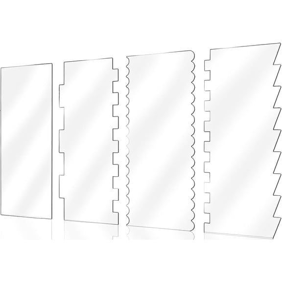 Clear Acrylic Cake Scraper Smoother, Cake Smoother for Icing, Contour Comb for Cream Decorating, Baking Tool, Mousse Pastry Cutter