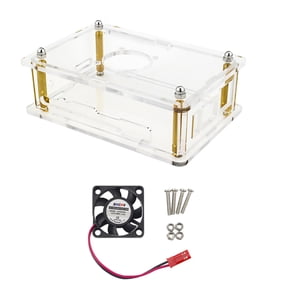 Clear Acrylic Case for Orange Pi 5 Vented with DC Brushless Fan, Easy Access to Ports Protective Case