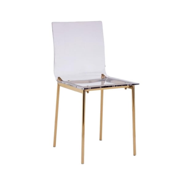 Clear Acrylic Chiaro Dining Chair with Gold Legs (Set of 2)
