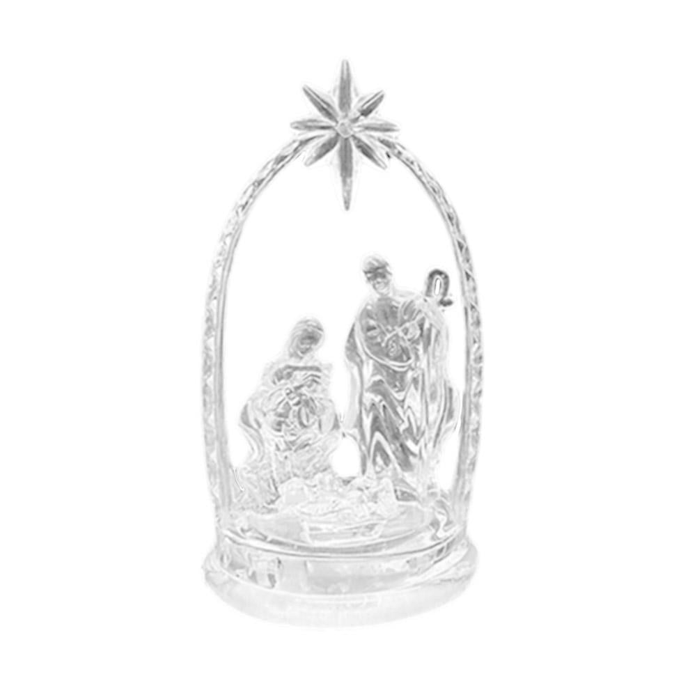 Clear Acrylic Christmas Nativity Scene With Colorful LED Light Religous Decor Y8