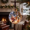 thumbnail image 1 of Clear Acrylic Christmas Snow Globe Ornament, 2D House Scene Ball Pendant for Holiday Tree Decor., 1 of 7