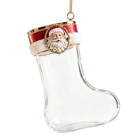 Clear Acrylic Christmas Stocking Money Holder, 3.49-Inch Fillable Cash and Candy Ornament for Family Gift Exchange, Teachers, Friends, Teens, Tree and Mantel Decor