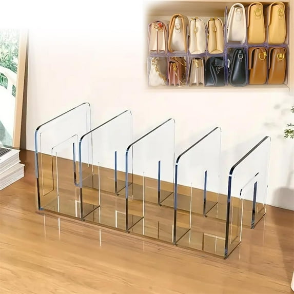 Clear Acrylic Closet Shelf Dividers Rack With Adjustable Slots 1 Set Featuring Non-Detachable Design Suitable For Closet Bathroom And Storage Use