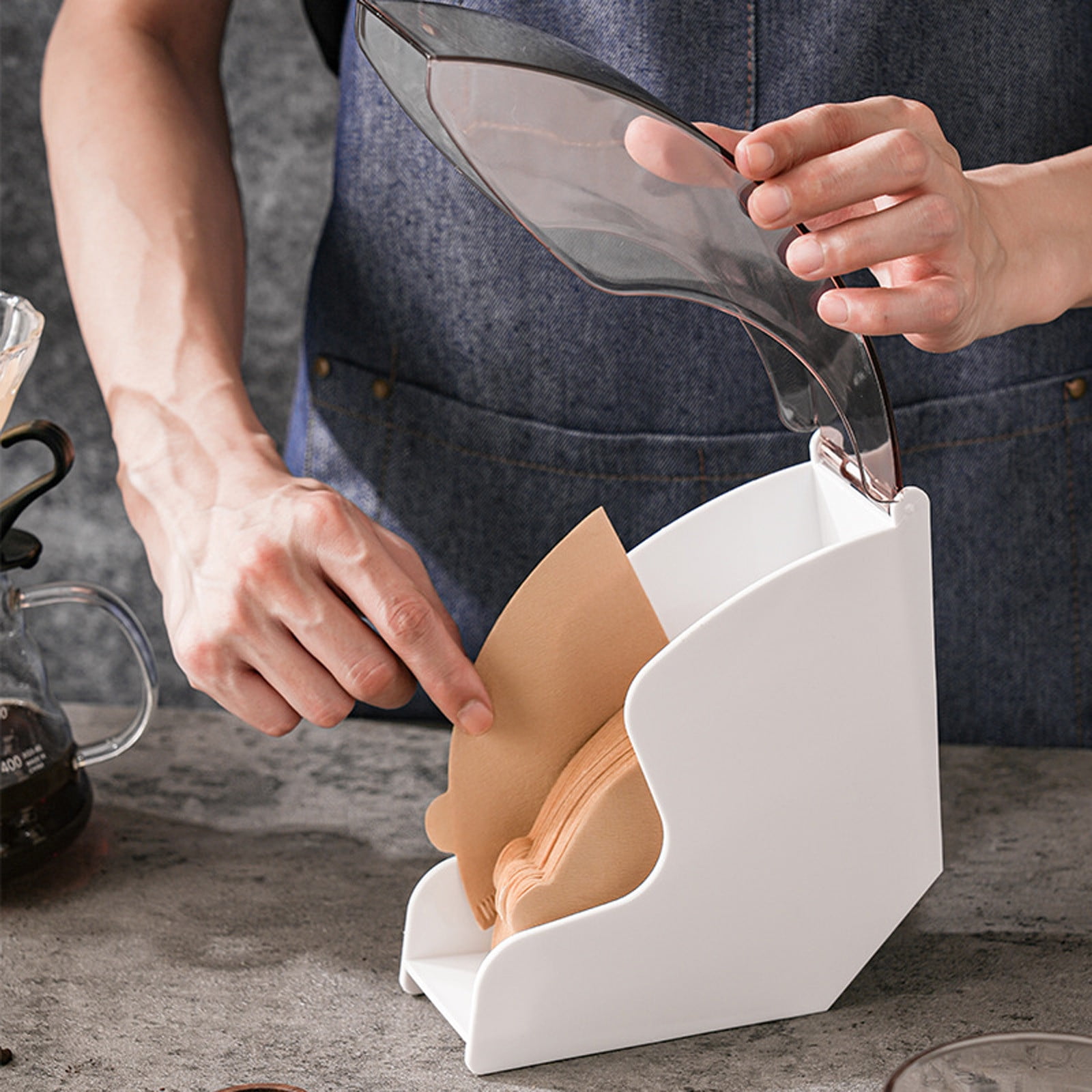 Clear Acrylic Coffee Filter Holder Coffee Paper Storage Container Filter Paper Dispenser Rack