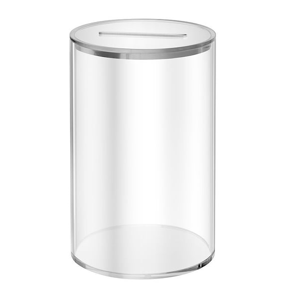 Clear Acrylic Coin with Removable Base, Shatterproof Money Jar for Kids Safe Home Office Decor