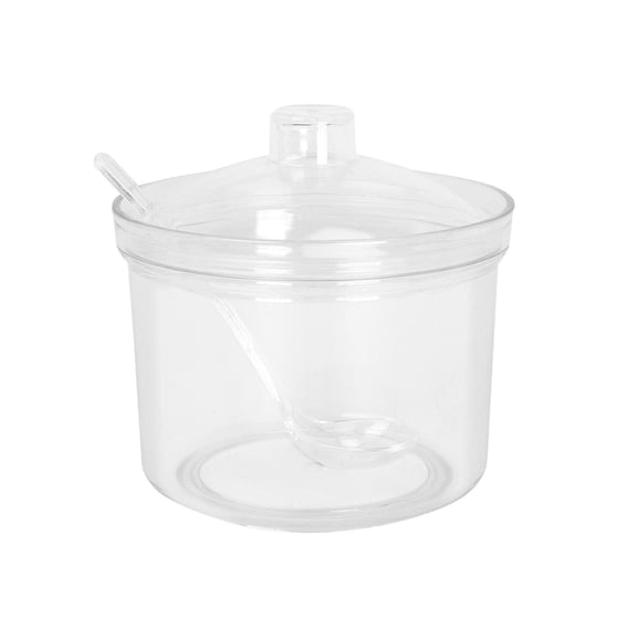 Clear Acrylic Condiment Container with Lid and Spoon, 7.5x7cm 160ml Transparent Seasoning Bottle for Sauce Vinegar Oil, Kitchen Sugar Bowl Set for Salt Pepper Spices