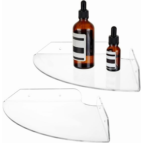 Clear Acrylic Corner Shelf Mounting Shelf Floating Corner Shelves with Anchor Plug & Iron Screw Corner Shelve for Kitchen Room Living Room Bathroom Home Office Clear