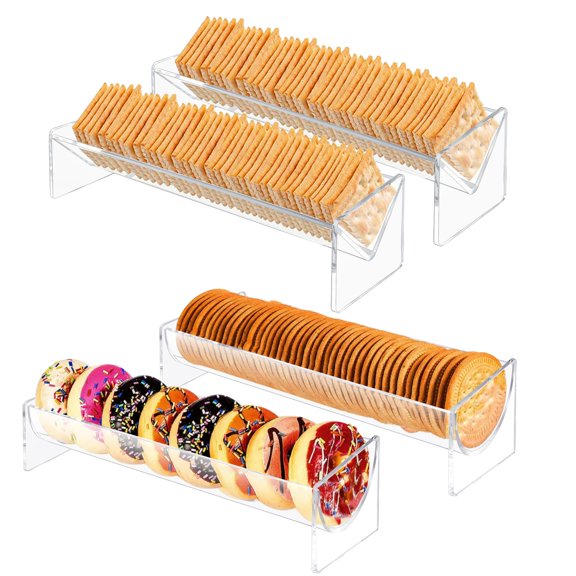 Clear Acrylic Cracker Serving Tray Set, V & U Shape 8.5 x 2.75 x 2 Inches 4 Pcs