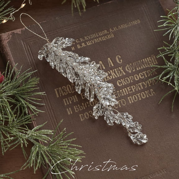 Clear Acrylic Crystal Icicle Christmas Ornament, Simulated Ice Hanging Pendant, 9.84 x 1.57 x 1.57 Inch, for Xmas Tree Window Winter Decor