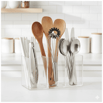 YaoZQ Acrylic Cutlery Organizer, 3-Compartment Clear Utensil Caddy, Kitchen Silverware Storage Holder for Forks & Spoons, Countertop & Drawer Organization 7 inch
