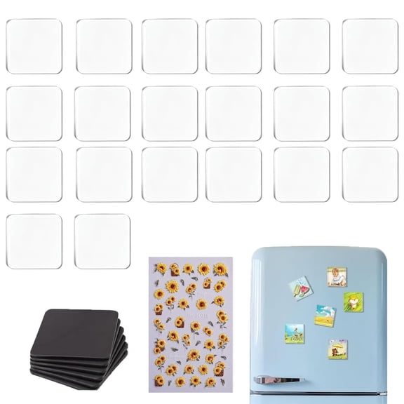 Clear Acrylic DIY Fridge Magnets Set with Adhesive Backing, DIY Acrylic Fridge Magnet Kit, Refrigerator Magnets for Home Office Classroom Decor