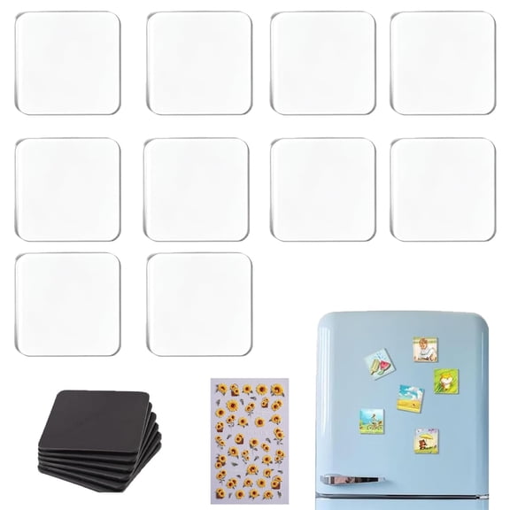 Clear Acrylic DIY Fridge Magnets Set with Adhesive Backing, DIY Acrylic Fridge Magnet Kit, Refrigerator Magnets for Home Office Classroom Decor