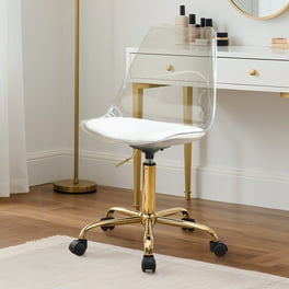Luccalily Clear Acrylic Desk Swivel Chair with Cushion, Adjustable - Main Image