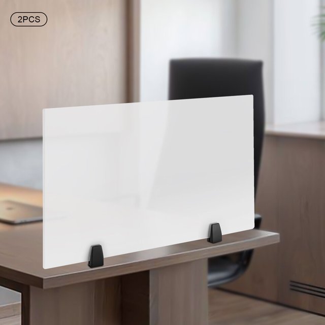 Clear Acrylic Desk Divider, Dual Frosted Plexiglass Sneeze Guard