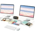 thumbnail image 1 of Clear Acrylic Desk Organizers and Accessories, Dual Computer Monitor Stand Riser with Drawer, Desk Shelf for Monitor, Workspace Desktop Organization for Office Supplies, 1 of 7