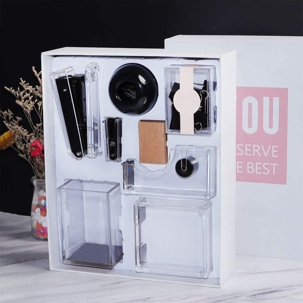 Clear Acrylic Desk Set Organizer 8 in 1 Office Supplies Organization