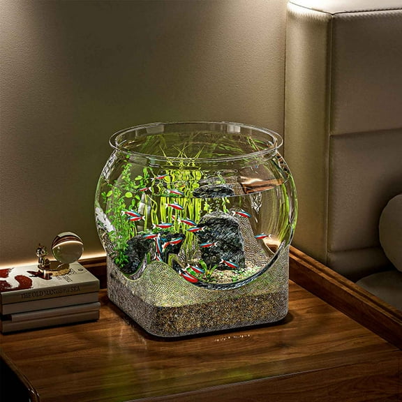 Clear Acrylic Desktop Fish Tank, Stylish Small Aquarium, Safe Pet Habitat, Durable Plastic Construction, Drop Resistant, Easy Maintenance, Compact Design, Crystal Clear View, Lightweight,