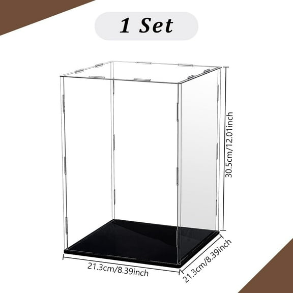 Clear Acrylic Display Case Assemble Showcase for Collectibles Display Box Stand with Black Base Dustproof Protection Showcase for Action Figures Statue(8.4x8.4x12 inch; 21.3x21.3x30.5cm)