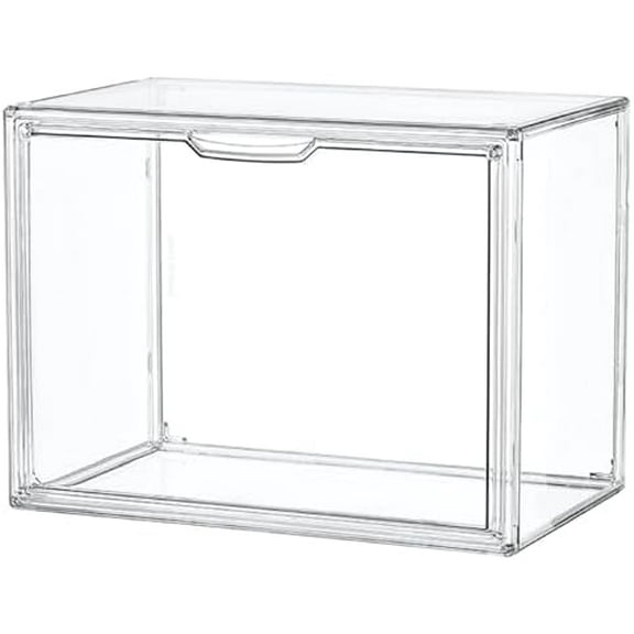 Clear Acrylic Display Case, Stackable Plastic Storage Bins with Magnetic Attraction Lid, Showcase for Cosmetic, Large Figures Collectibles, X-Large