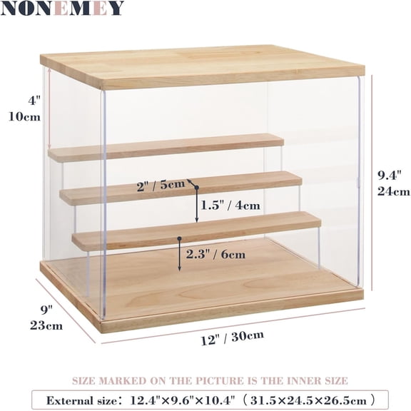 Clear Acrylic Display Case Stand with LED Light 2/3/4/5/6 Tier Storage Box Showcase Dustproof Organizer Box for Collectibles (4Tier 12.4*9.6*10.4inch)