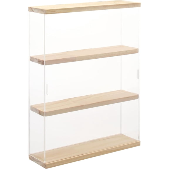 Clear Acrylic Display Case Stand with Wood Base 3 Tier Storage Box Wall Mount Showcase Dustproof Organizer Box for Collectibles (3Tier 123.315inch)