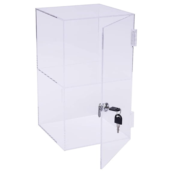 Clear Acrylic Display Case with Lock for Countertop Display Dustproof Protection Showcase for Action Figures, Toys, Jewelry, 2 Layers
