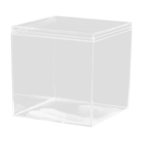 Clear Acrylic Display Cube Square Plastic Storage Case for Action Figures and Handcrafted Models with Stackable Anti Slip Design, 5x5 Inch